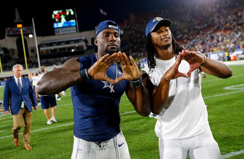 Dallas Cowboys wide receiver Dez Bryant (left) and Los Angeles Rams running back Todd Gurley...