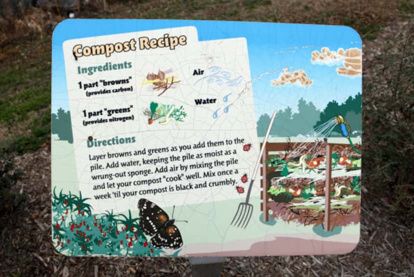 A recipe detailing necessary ingredients for good compost at Plano Environmental Education...