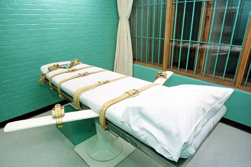 This February 29, 2000, photo shows the "death chamber" at the Texas Department of Criminal...