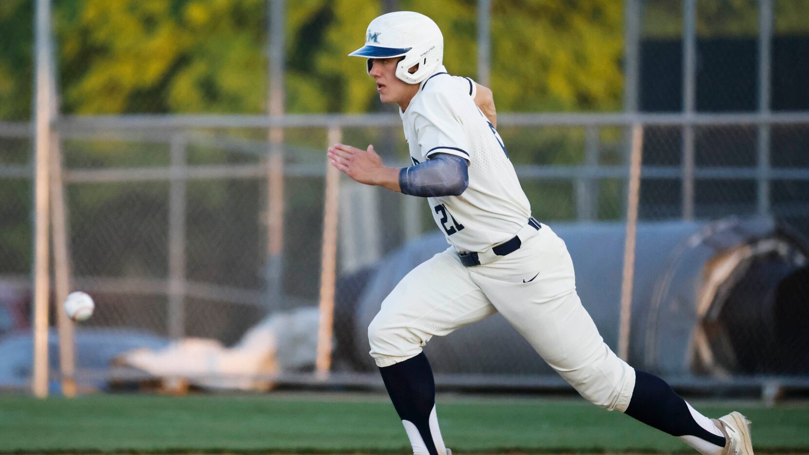 Flower Mound’s Sam Erickson runs towards the second base during the fourth inning of a high...