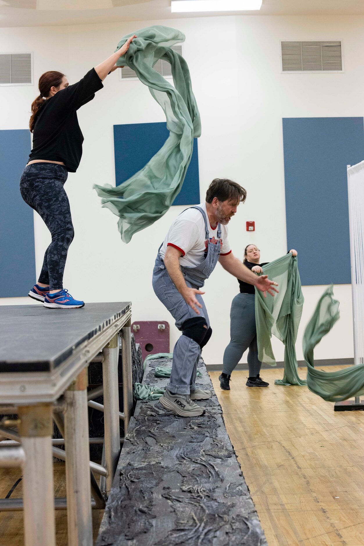 Singers perform during the staging rehearsal for Dallas Opera’s Das Rheingold on Wednesday,...