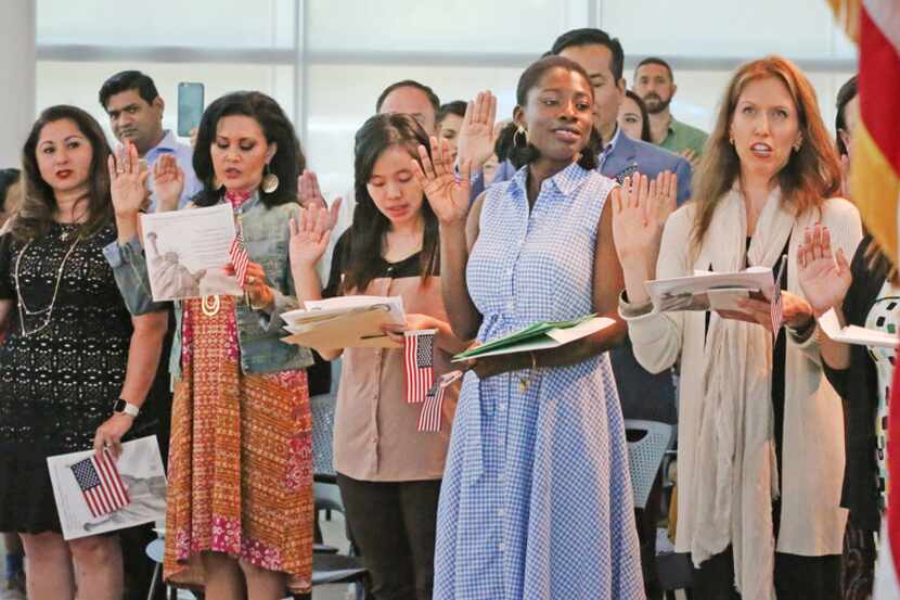 The oath of citizenship is given during a naturalization ceremony held at the U.S....