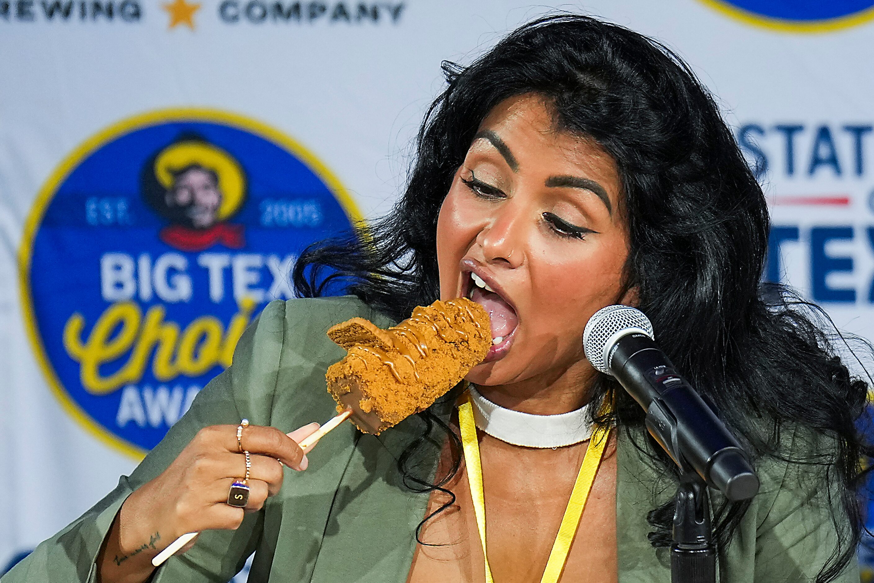 Judge Sumera Syed samples Biscoff Delight by Stephen El Gidi, the winner of the ‘best taste...