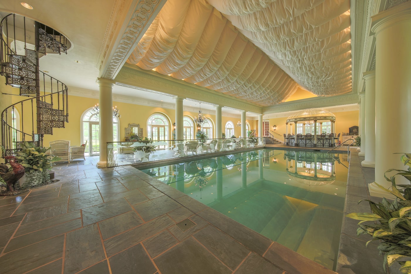 The Pilgrim estate includes a huge indoor pool.