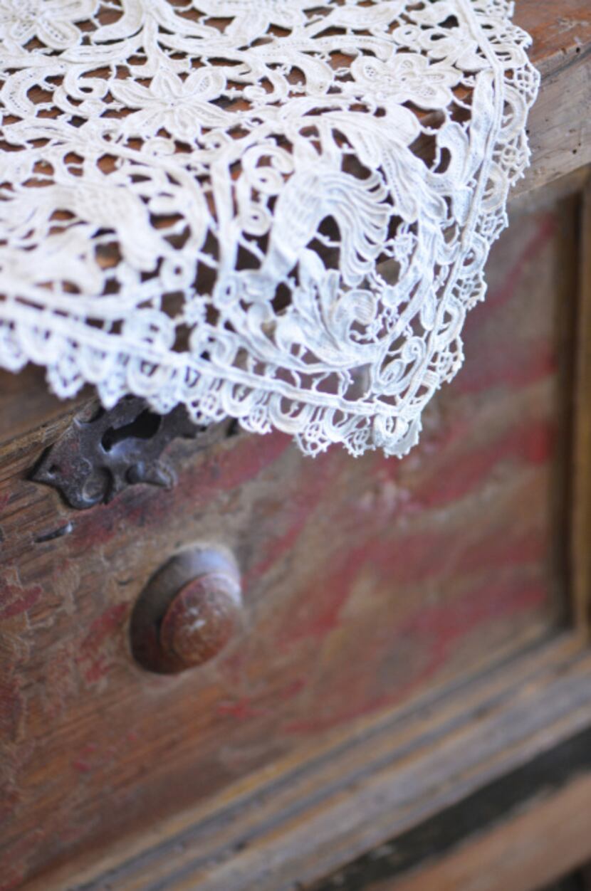 Antique lace can dress up a formal dresser or table as well as primitive and contemporary...