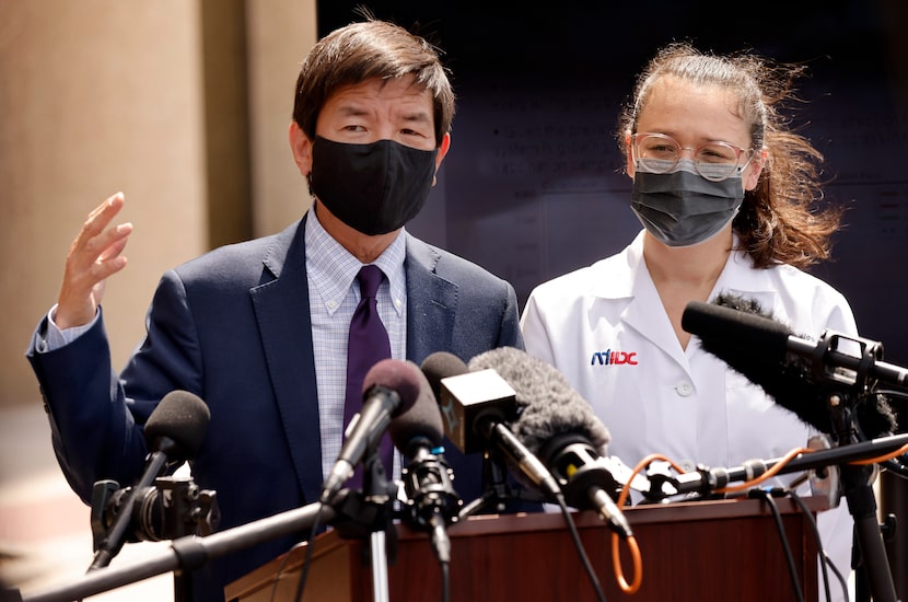 Dallas County Health and Human Services Director Dr. Philip Huang (left) and Dr. Emma...