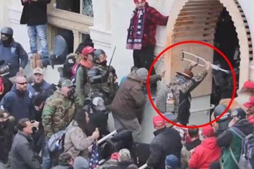 Luke Coffee is shown confronting police who were trying to defend the U.S. Capitol from...