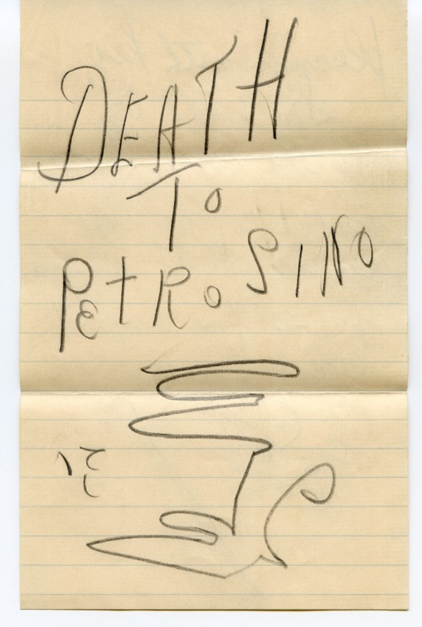 The first page of a death threat sent to Joseph Petrosino.  From The Black Hand, by Stephan...