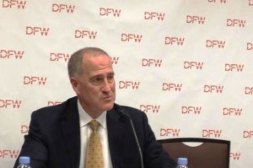  Sean Donohue, CEO of the Dallas/Fort Worth International Airport, gaveÂ a media briefing...