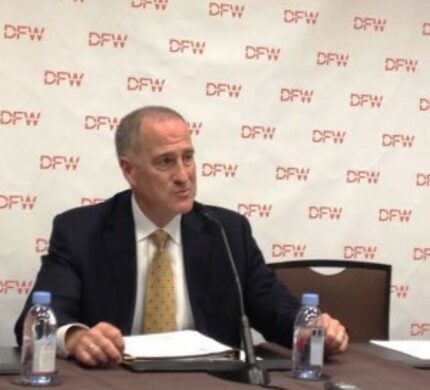  Sean Donohue, CEO of the Dallas/Fort Worth International Airport, gaveÂ a media briefing...