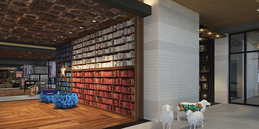 Rendering of the lobby at The George hotel in College Station.