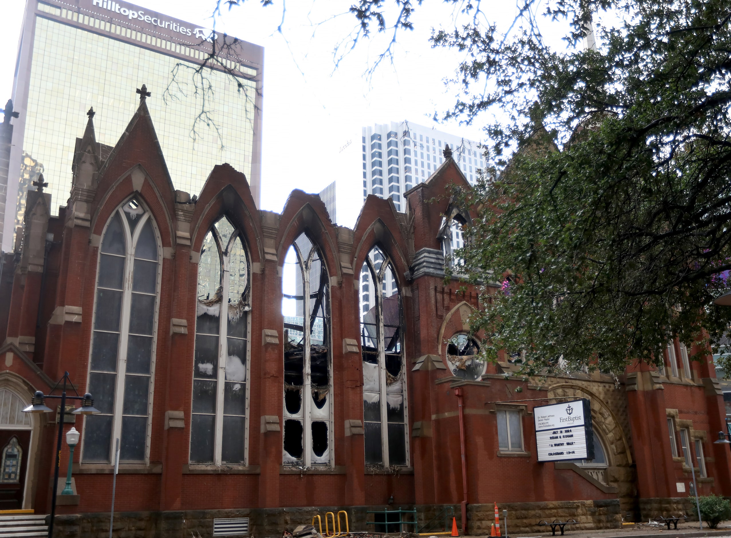 Destruction at First Baptist Church in Dallas, Texas, Sunday, July 21, 2024. A fire broke...