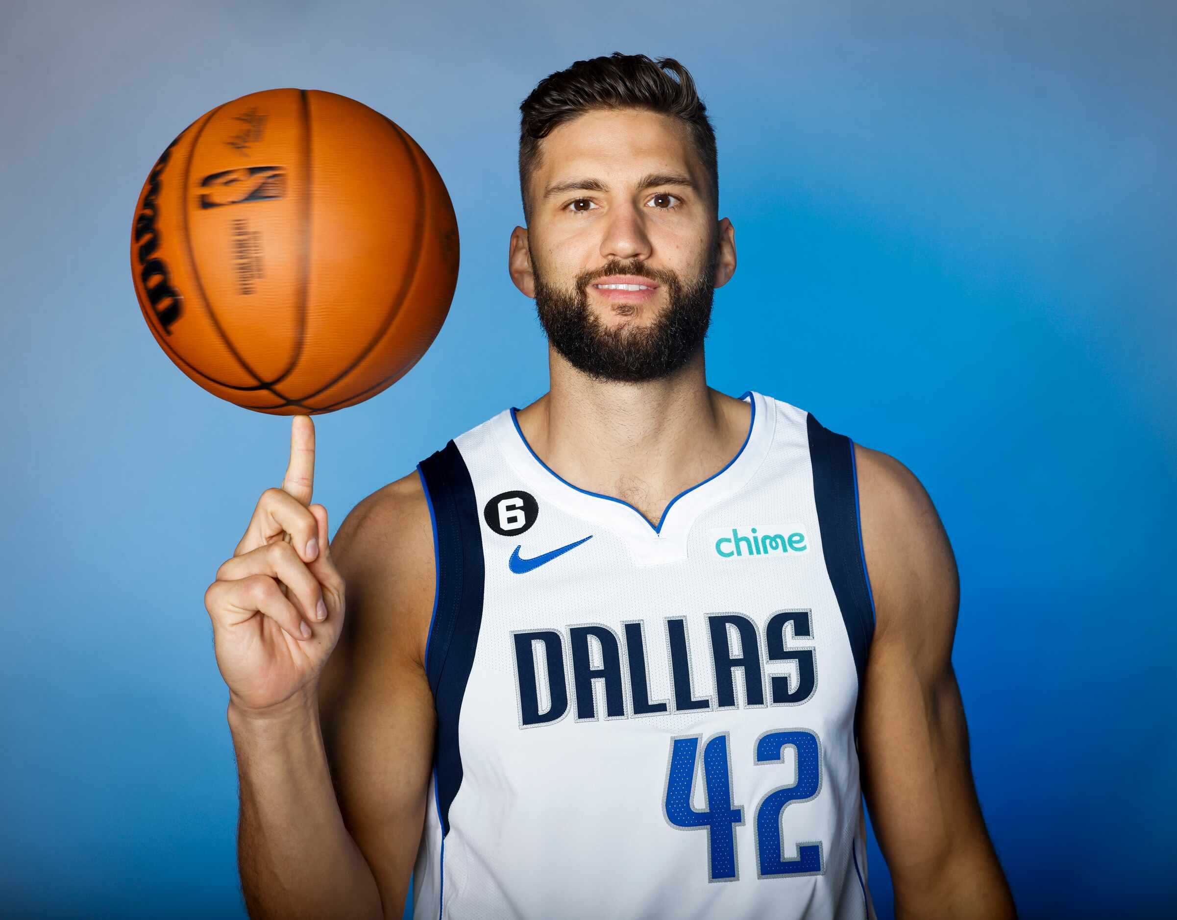 Dallas Mavericks’ Maxi Kleber is photographed during the media day at American Airlines...
