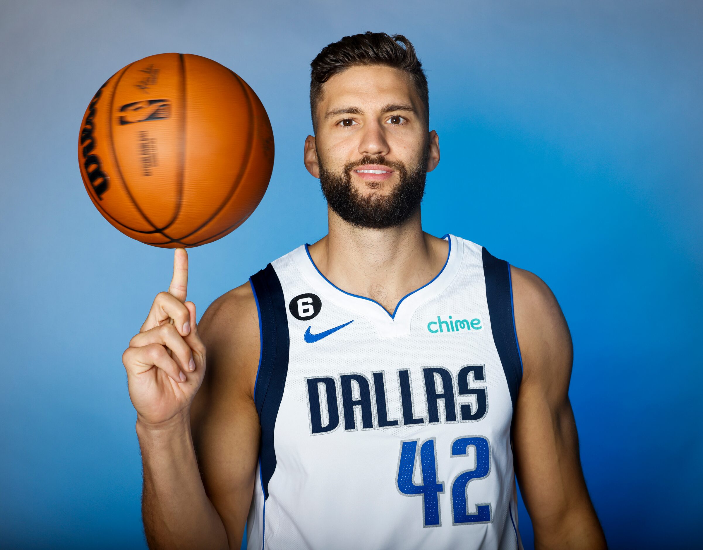 Dallas Mavericks’ Maxi Kleber is photographed during the media day at American Airlines...