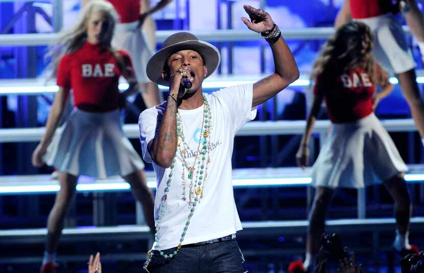 Pharrell Williams performs at the BET Awards at the Nokia Theatre on Sunday, June 29, 2014,...