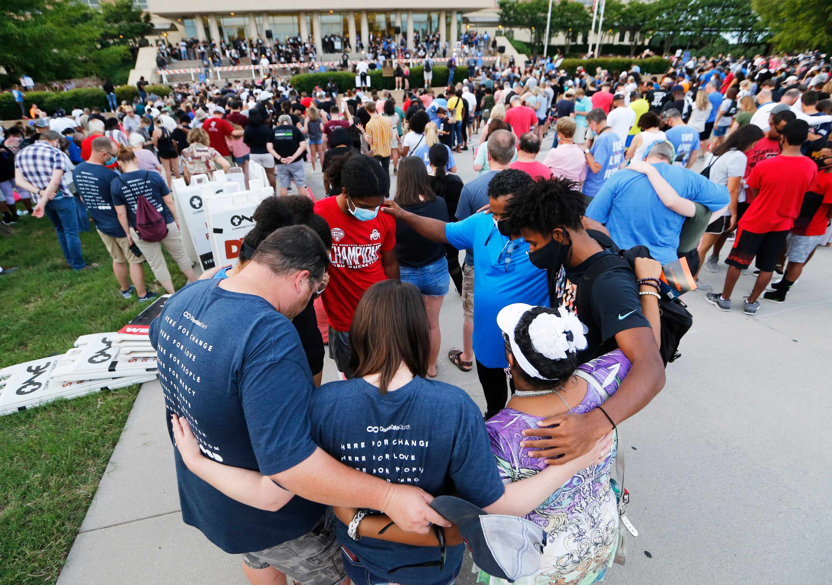 People pray as groups or individually during "A Gathering of Our Collin County Churches," at...