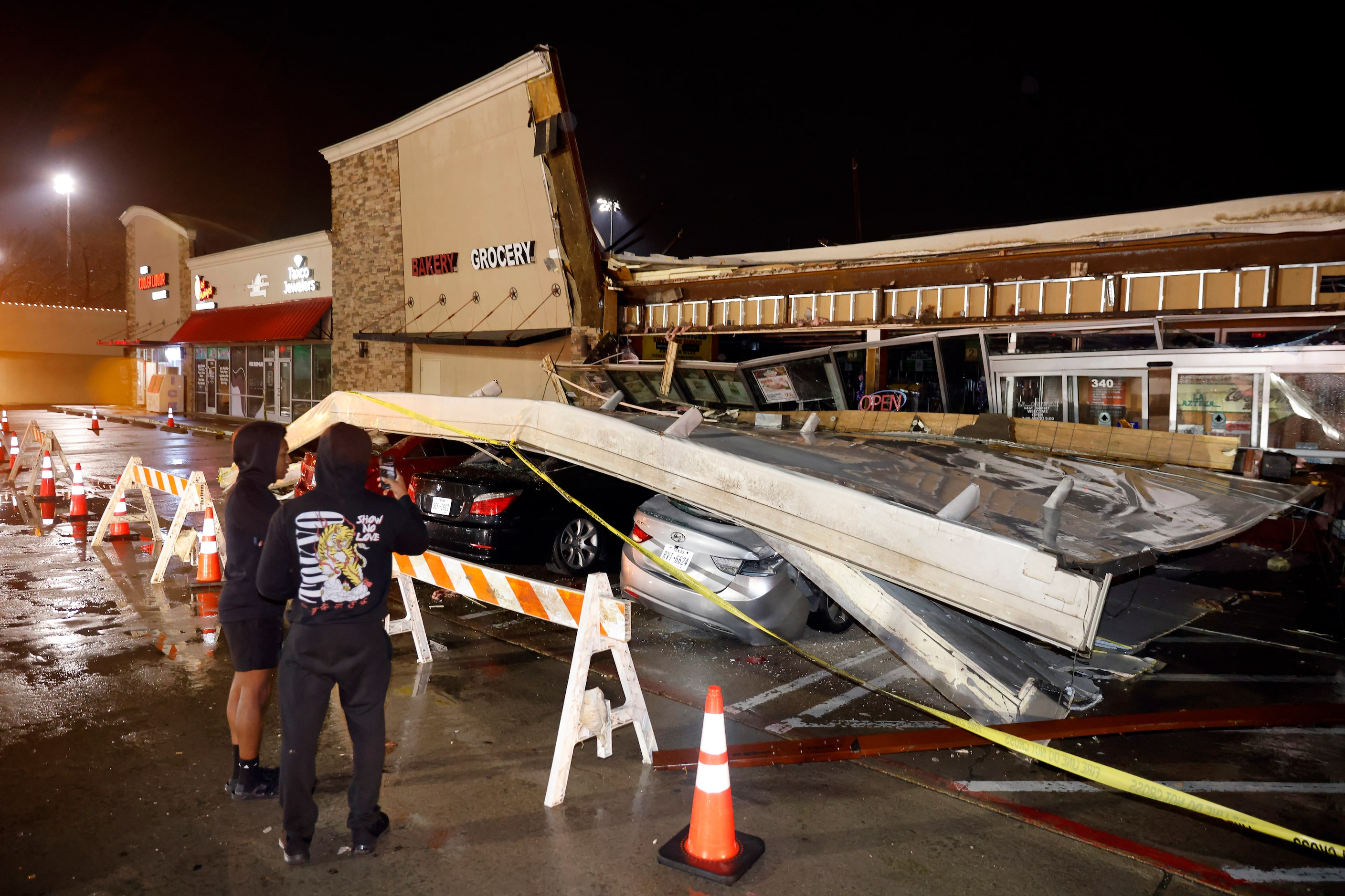 As a line of powerful thunderstorms rolled through Little Elm, Texas, the roof of the La...