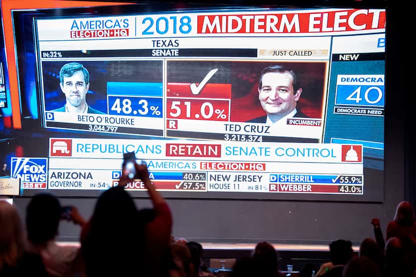 Fox News announces U.S. Sen. Ted Cruz, R-Texas, as the winner over challenger Rep. Beto...