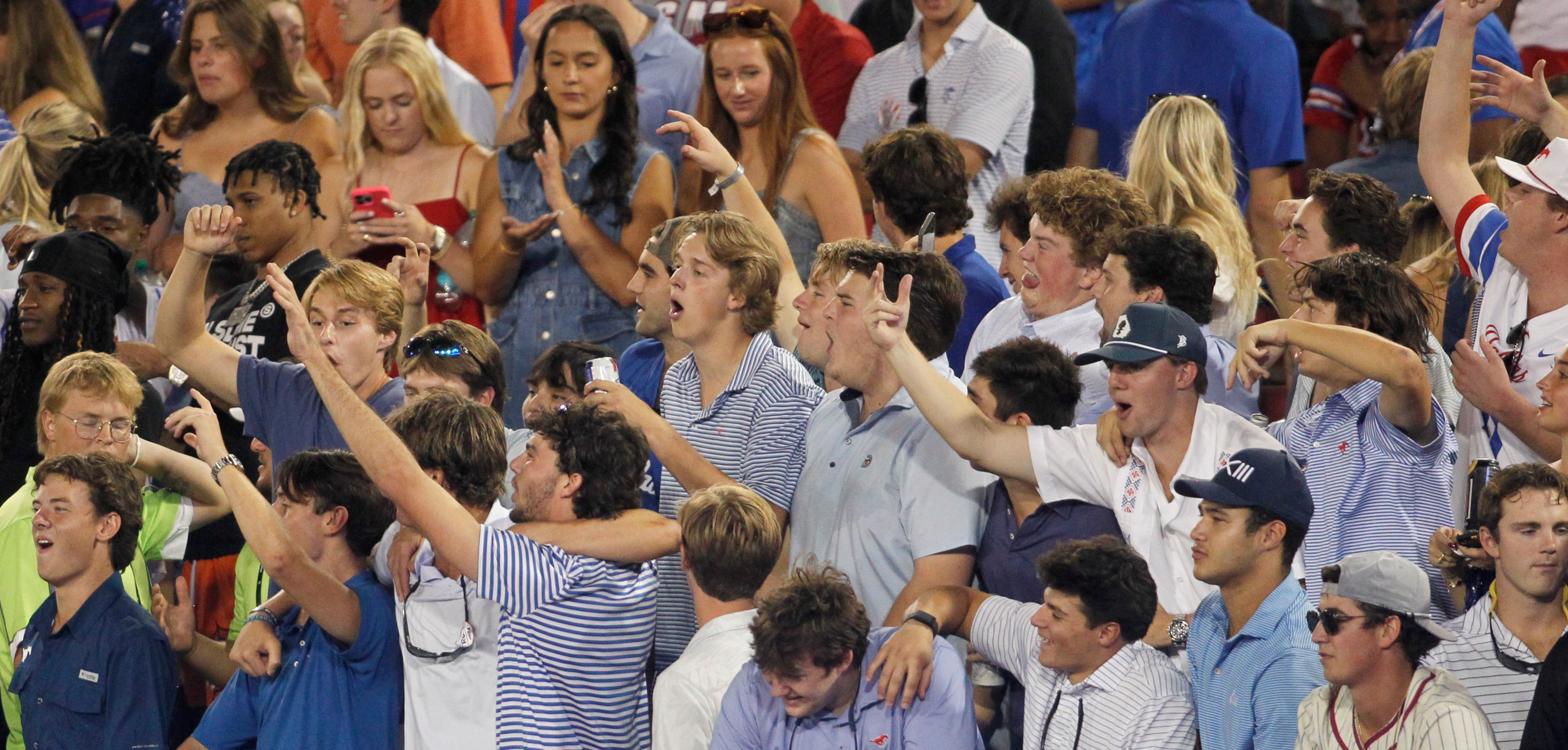 Southern Methodist University fans react to a play during first half action against Florida...