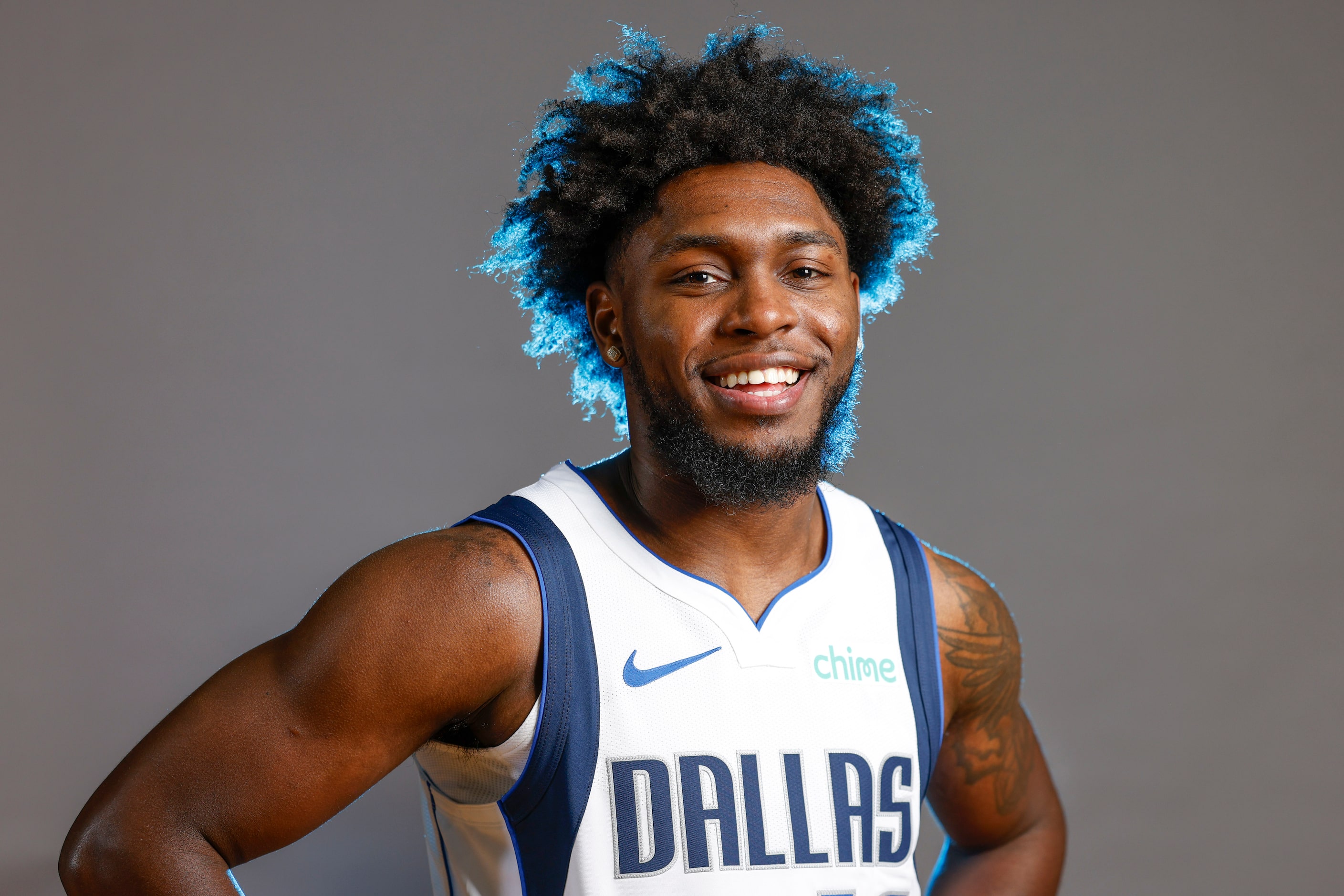 Dallas Mavericks’ Jordan Walker poses for a photo during the media day on Friday, Sept. 29,...