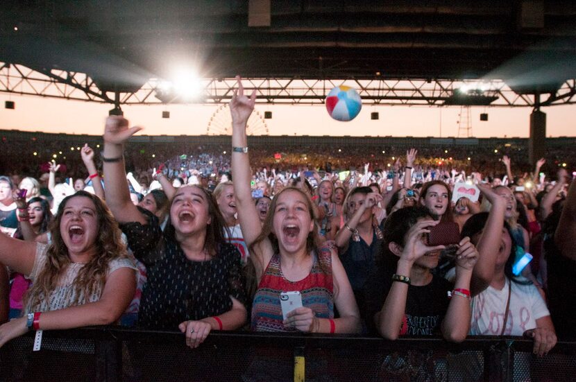 Teenage girls scream for  One Direction at Gexa Energy Pavilion on Saturday, June 23, 2012. 