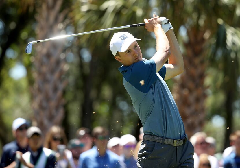 HILTON HEAD ISLAND, SOUTH CAROLINA - APRIL 21: Jordan Spieth hits a tee shot on the ninth...