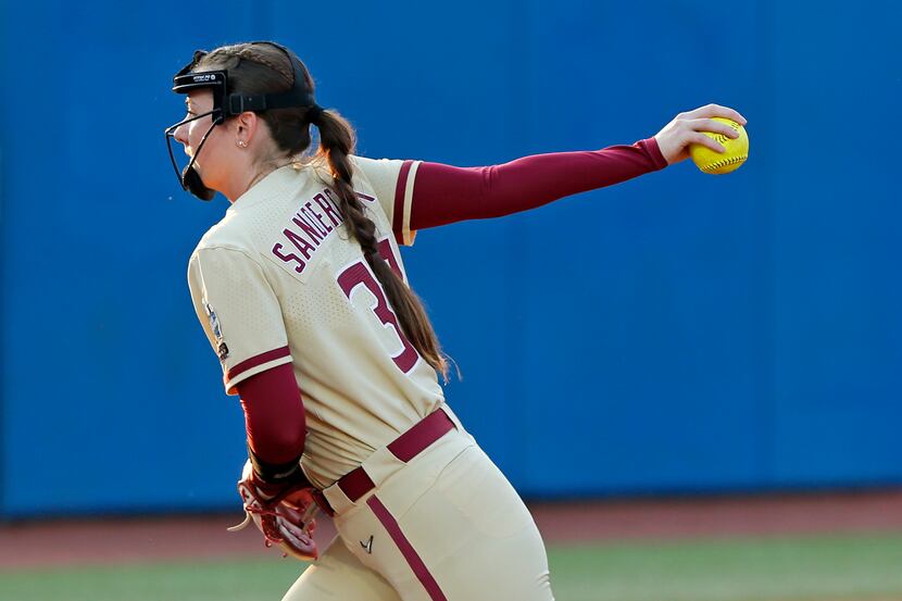 Florida State's Kathryn Sandercock pitches against Tennessee during the fifth inning of an...
