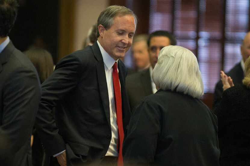 Texas Attorney General Ken Paxton on the House floor before the State address to a joint...