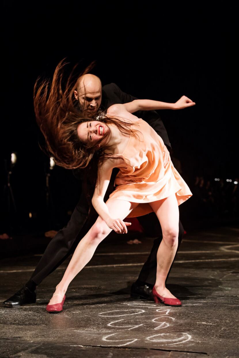 Stephanie Troyak and Oleg Stepanov in an intense scene from Pina Bausch's The Seven Deadly...