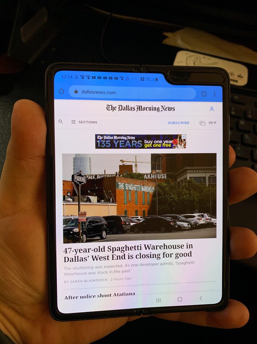 The main screen of the Samsung Galaxy Fold.