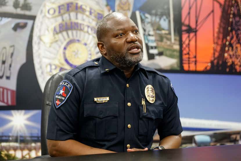 Arlington police Deputy Chief Kyrus Branch speaks with The Dallas Morning News at the Ott...