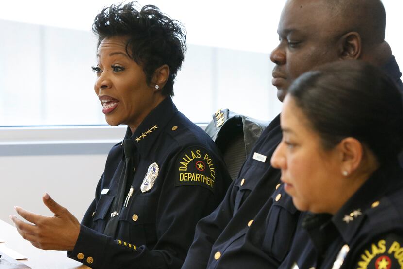 Dallas Police Chief U. Renee Hall talks to The Dallas Morning News Editorial board on...
