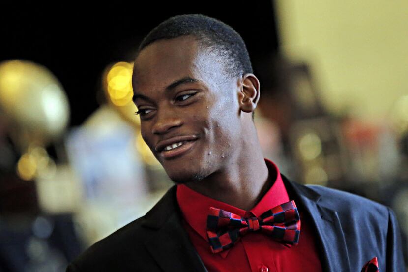 .S.outh Oak Cliff player and Texas Tech recruit J. F. Thomas smiles during the school's...