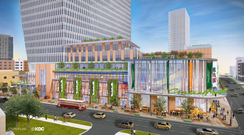 The Central Market grocery store will be on the ground floor of a high-rise office and...