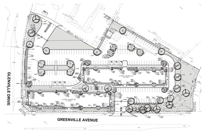 The planned Richardson project will have two buildings separated by a courtyard.