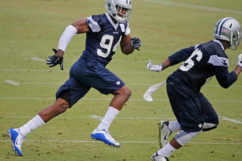 Dallas' Randy Gregory (94) is pictured during the Dallas Cowboys rookie minicamp held at...
