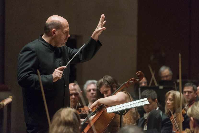 Conductor Jaap van Zweden leads the Dallas Symphony Orchestra and cellist Alisa Weilerstein...