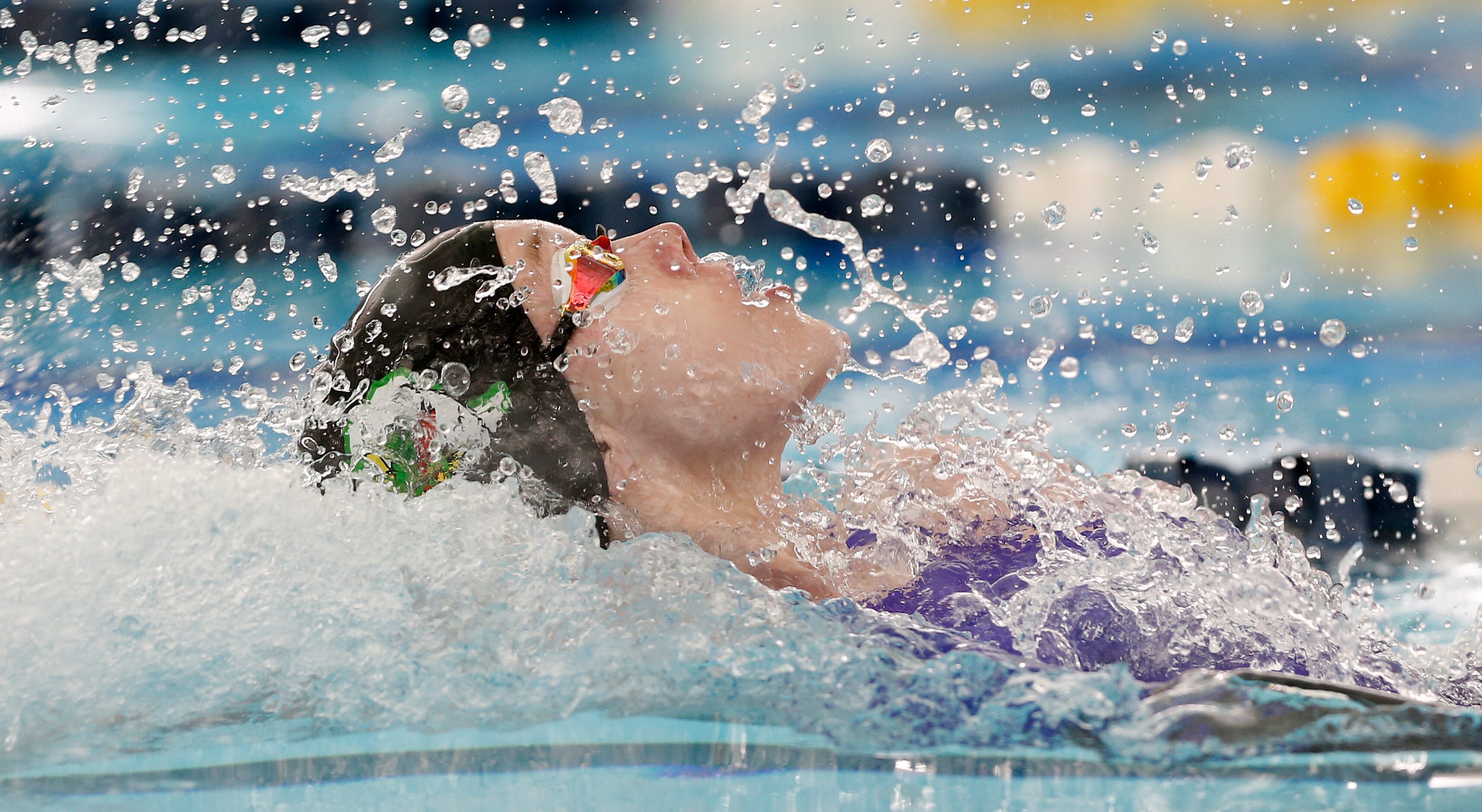 Southlake Carroll Hailey Hildenbrand in first leg of 200 Yard Medley Relay. UIL Girls 6A...