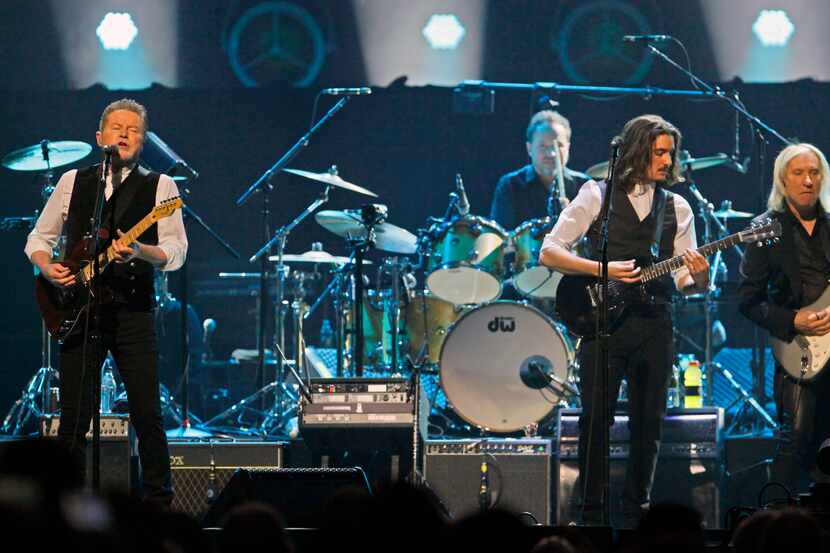 Don Henley, far left, performs with other members of the American rock band the Eagles at...