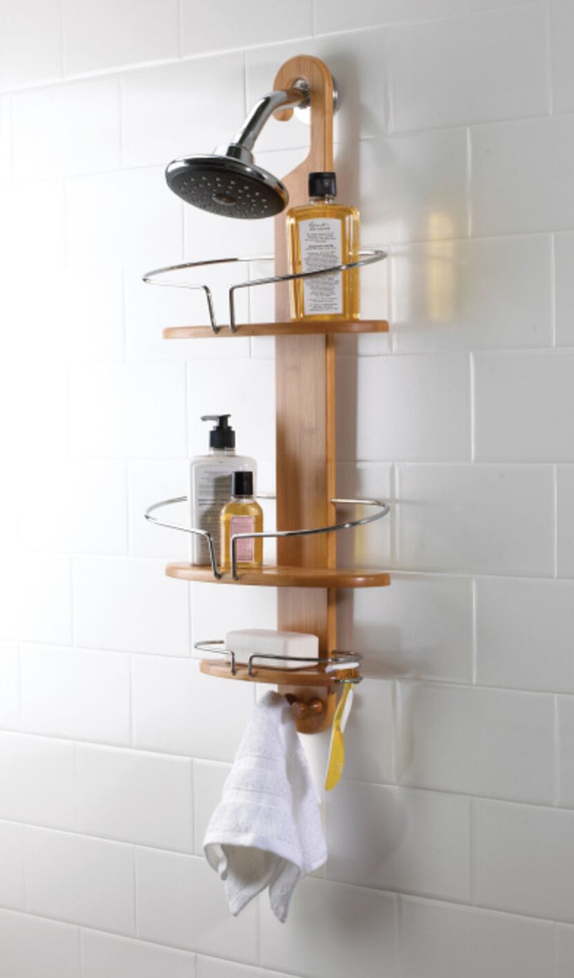 Umbra’s contemporary shower caddy is made of bamboo and stainless-steel wire to keep all of...