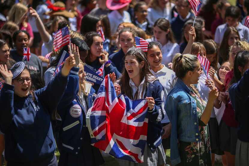 Students at Immaculate Heart High School and Middle school celebrate with U.S. and British...