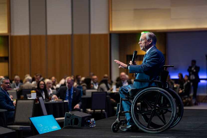Governor Greg Abbott delivers remarks at Texas Higher Education Coordinating Board's annual...