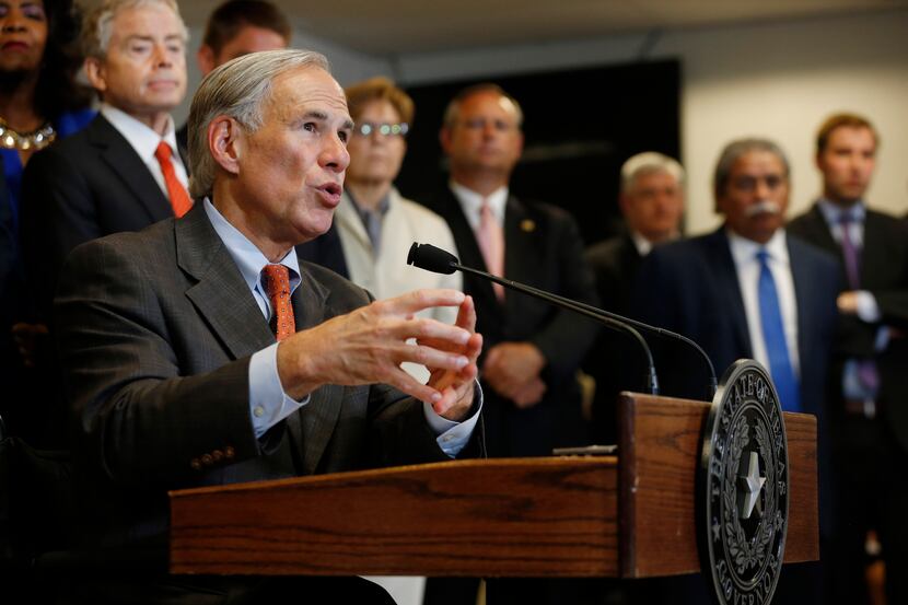 Governor Greg Abbott unveils his plan to enhance school safety during a press conference at...