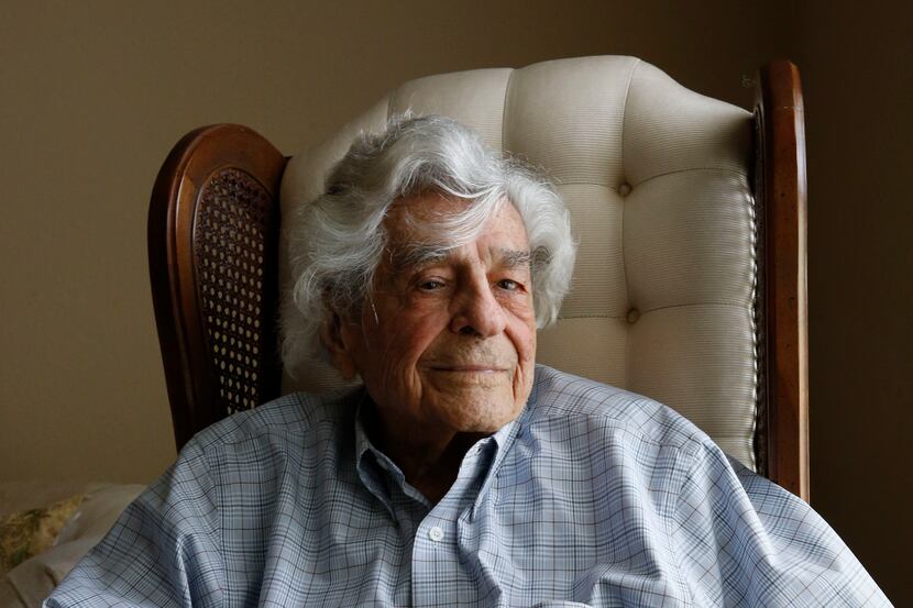 James Megellas poses for a portrait at age 101.