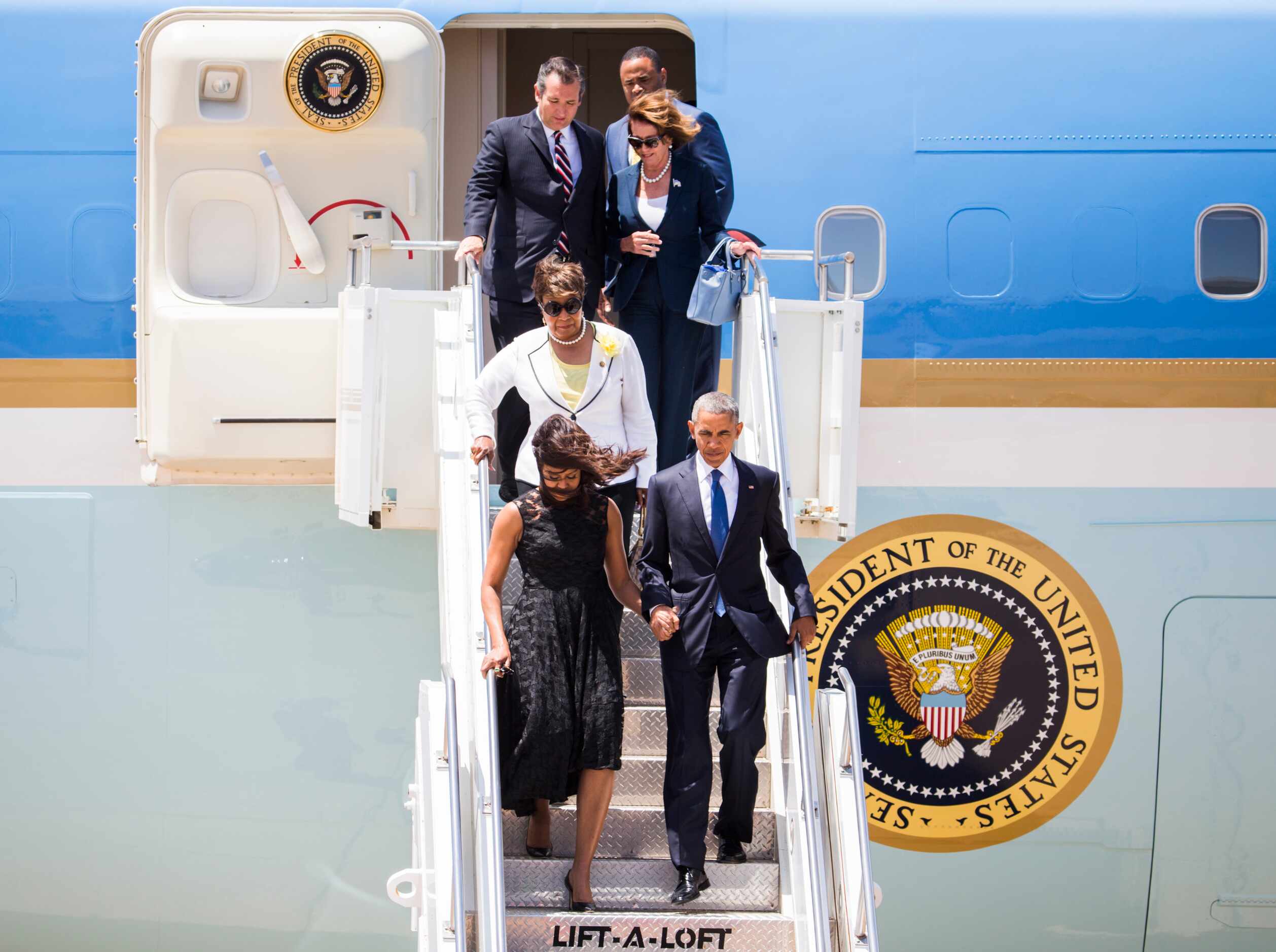 President Barack Obama, First Lady Michelle Obama, Representative Eddie Bernice Johnson (in...