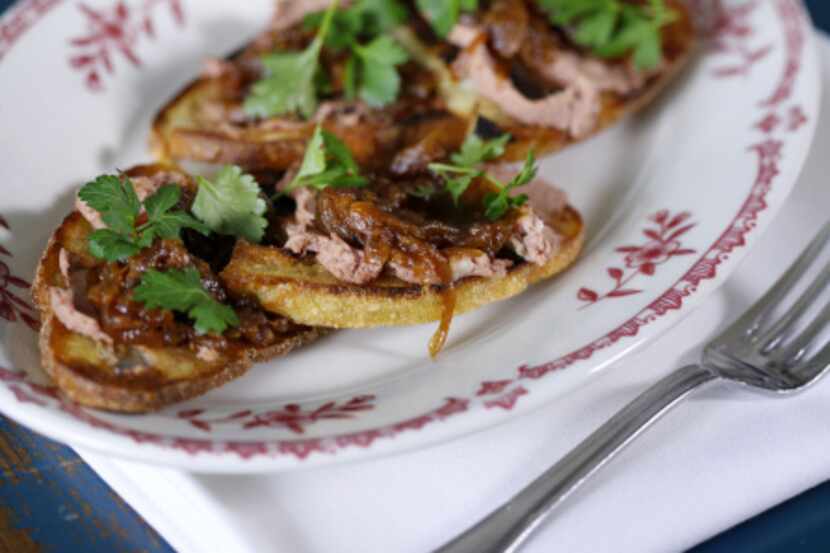 Chicken Liver Crostini by chef David Uygur at Lucia is among the upscale twists on what has...