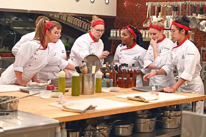 Denton chef Megan Gill, center, is the only Dallas-Fort Worth chef on 'Hell's Kitchen: Young...
