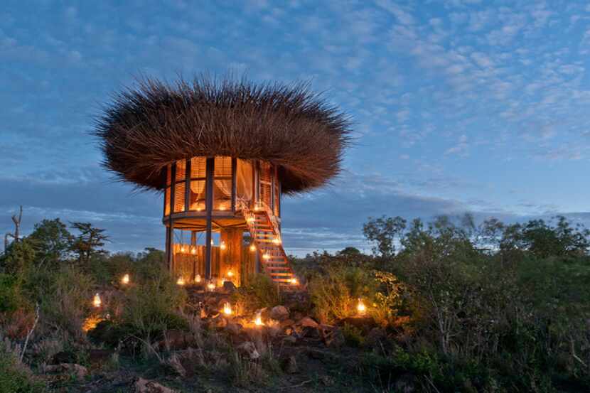 Segera Retreat's Nay Palad, best described as resembling a twig-filled bird nest, is built...