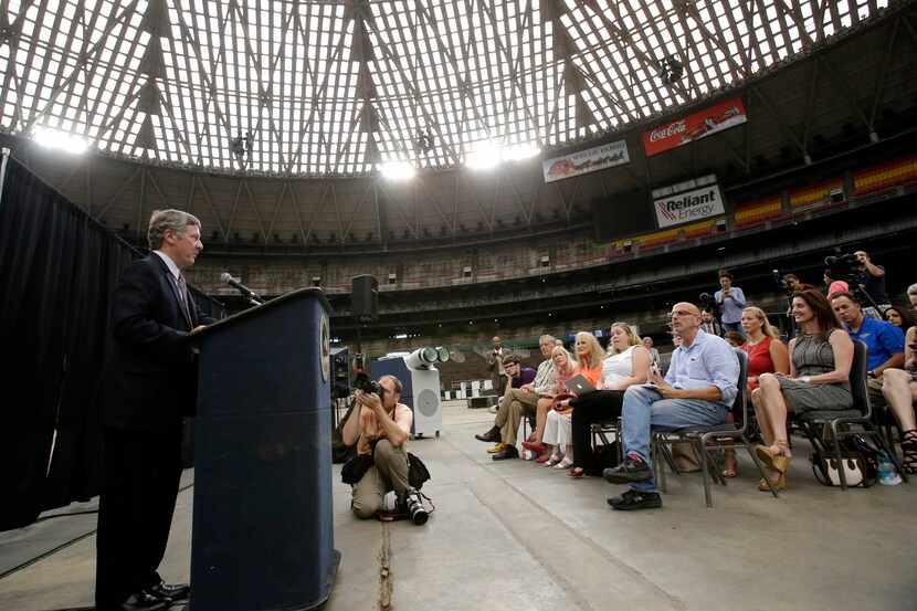 Harris County Judge Ed Emmett makes his suggestion to turn the Astrodome into the world's...