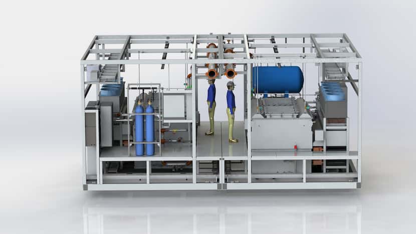 A rendering of the dual-phase cooling system TMGcore hopes to employ in their new data center.